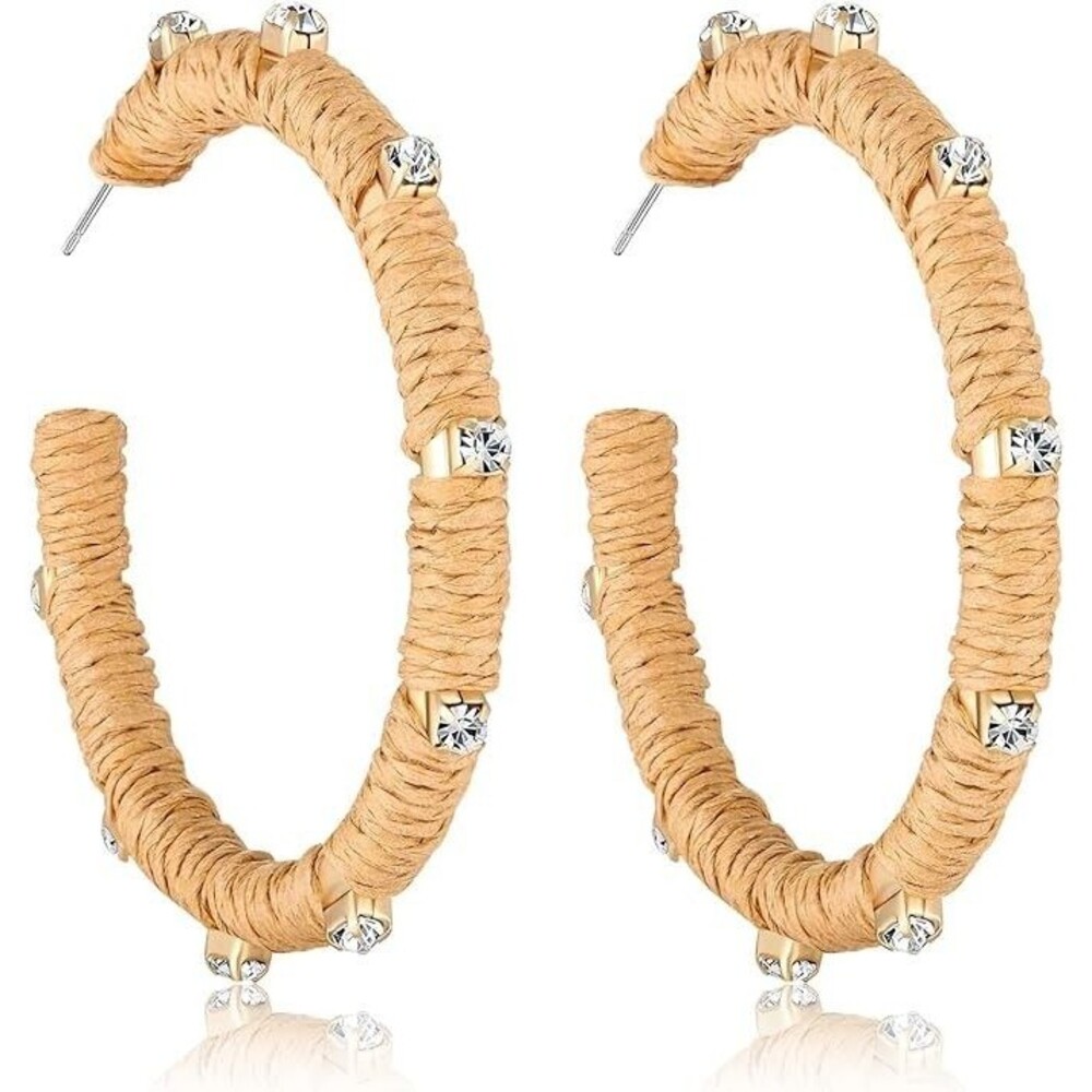 Earrings for Women Boho Statement Big Hoops, Brown